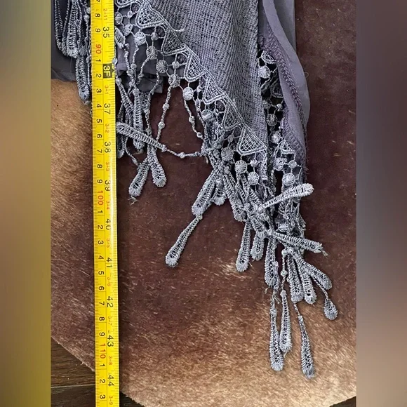 Pretty Angel Navy Patchwork Fringe Dress with Floral Applique - Picture 9 of 9